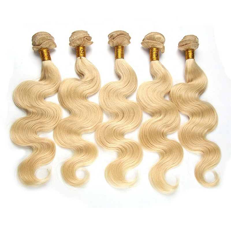 Wholesale 613# Blonde Color Virgin Human Body Wave Remy Russian Hair Weave no shedding no tangle