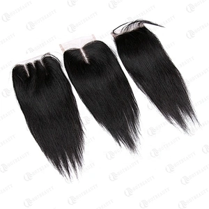 Hot Beauty Hair Wholesale Weave Bundle With Closure Swiss Lace Virgin Brazilian Cuticle Aligned Hair  For Women