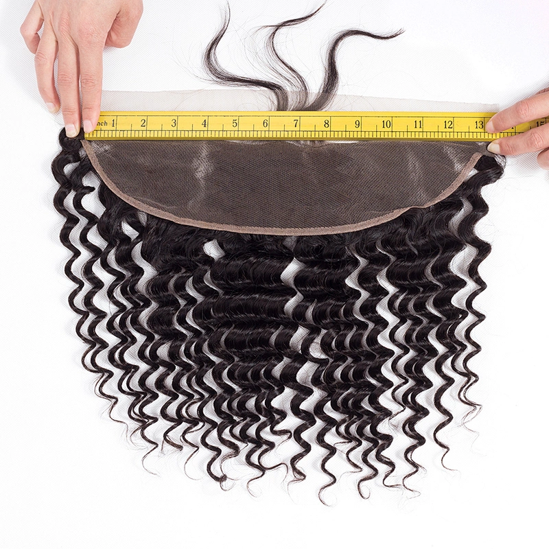 Hot Beauty Deep Wave Frontal Lace Closure With Baby Hair Human Hair 13*4 Frontal Raw Hair