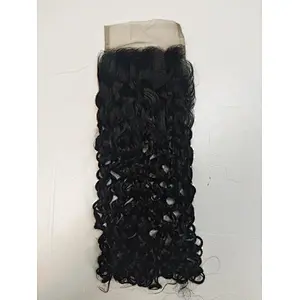 Invisible 4x4 Top Closure Double Drawn Pixie Curl Human Hair Bundles With Hd Closure
