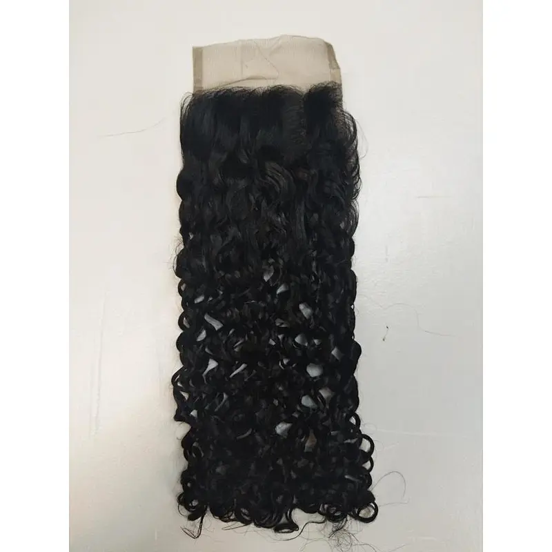 Invisible 4x4 Top Closure Double Drawn Pixie Curl Human Hair Bundles With Hd Closure
