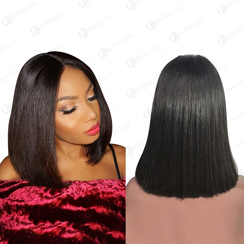 Hotbeauty Hair Wholesale Super Double Drawn Natural Color Closure Bob Wig Virgin Human Hair