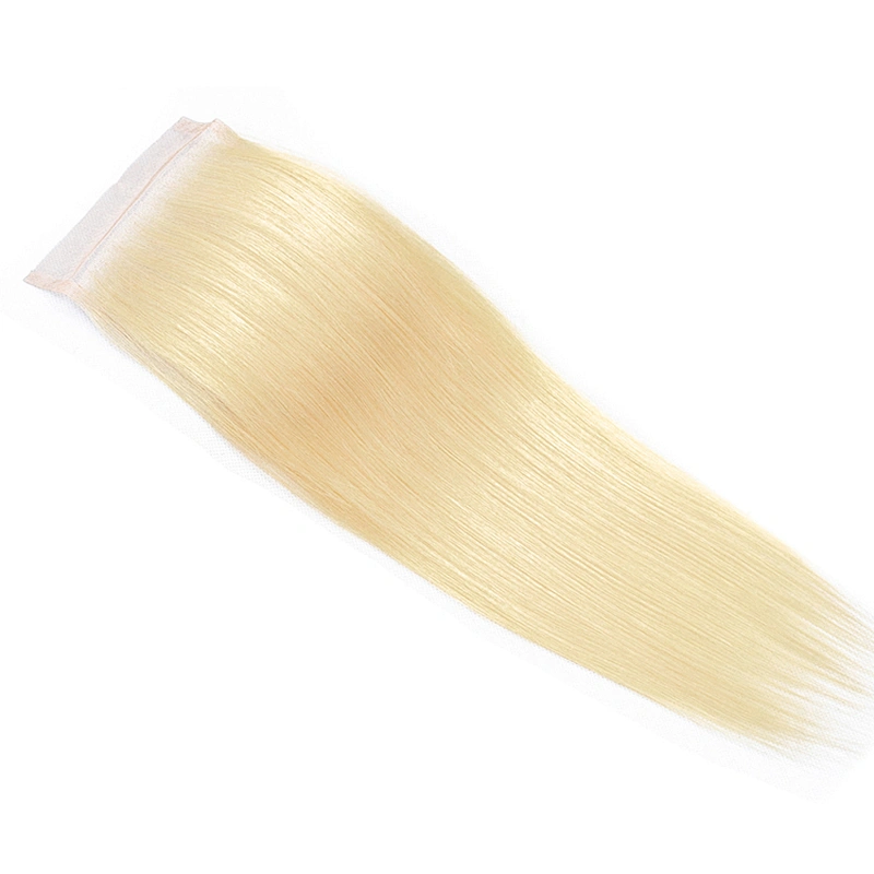 613 Hair Closure Brazilian Human Hair Straight Blonde Color Remy Hair Lace Closure Free/middle/three Part Hair Weaving