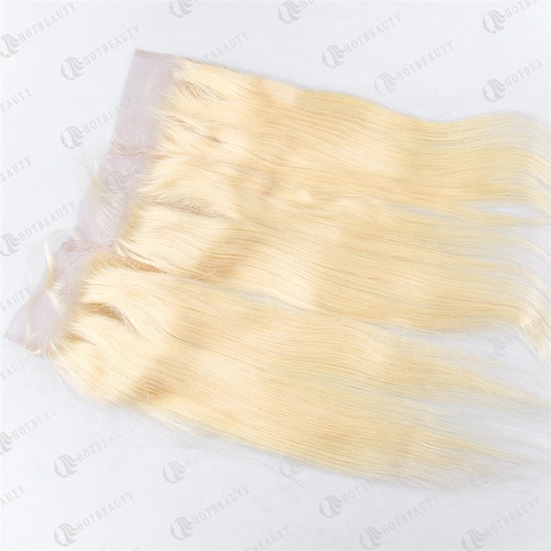 613 Hair Closure Brazilian Human Hair Straight Blonde Color Remy Hair Lace Closure Free/middle/three Part Hair Weaving