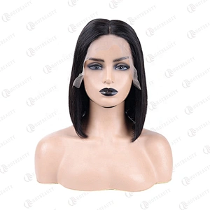 Wholesale High Quality Raw Virgin Human Cuticle Aligned Hair 13*6 Lace Frontal Bob Wig Straight In Natural Black For Women