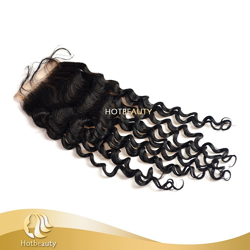 Hot Sale 8''-24'' Inches Peruvian Virgin Hair Kinky Curly Lace Closure With Baby Hair