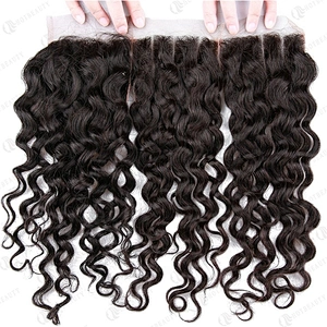 Hot Beauty Hair Wholesale Peruvian Hair Closures Hair Bundles Water Wave Human For Women