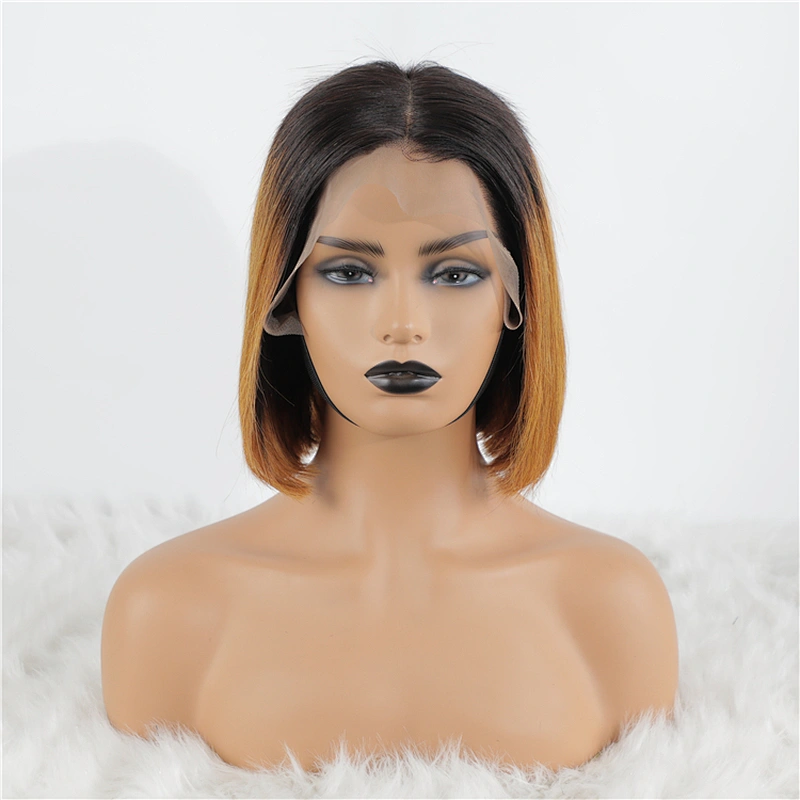 Hot Beauty Hair 13x6 Lace 1b/brown Brazilian Straight Short Bob Wigs Human Hair Lace Frontal Closure Wigs