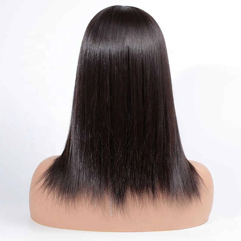 Wholesale High Quality Raw Double Drawn Virgin Human Hair Lace Closure Wig Silky Straight Virgin Hair In Natural Black For Women