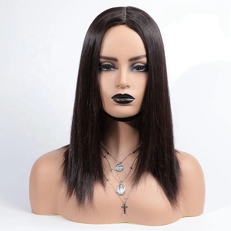 Wholesale High Quality Raw Double Drawn Virgin Human Hair Lace Closure Wig Silky Straight Virgin Hair In Natural Black For Women
