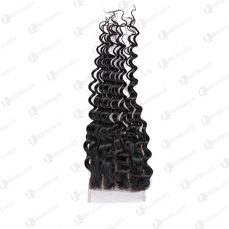 Hotbeauty Hair Cambodian Virgin Human Hair 4x4deep Wave Three Part Lace Closure