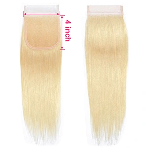 613 Hair Closure Brazilian Human Hair Straight Blonde Color Remy Hair Lace Closure Free/middle/three Part Hair Weaving