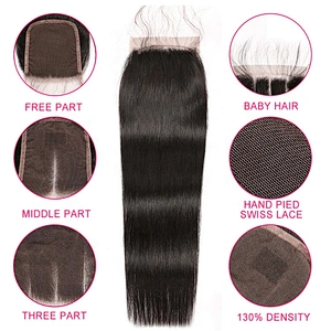 Hot Beauty Straight Silky Peruvian Hair Bundles with Closure Virgin Frontal Closure Hair Closures Human Hair