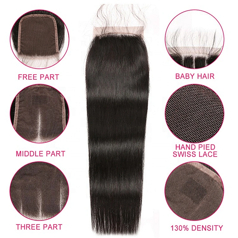 Hot Beauty Straight Silky Peruvian Hair Bundles with Closure Virgin Frontal Closure Hair Closures Human Hair