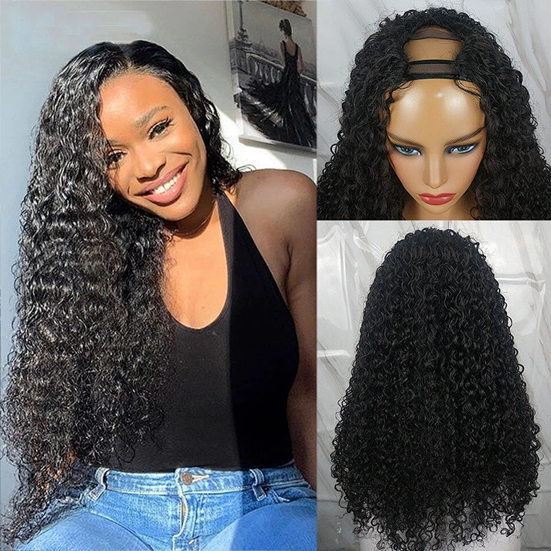 Hot Beauty Hair High Quality Curly Raw Virgin Cuticle Aligned Hair Human Hair Wigs U-Part Wigs