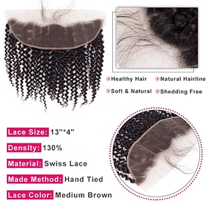 Hot Beauty Hair Ear To Ear Kinky Curly Frontal Virgin Human Hair Frontal Cuticle Aligned Hair Lace Frontal