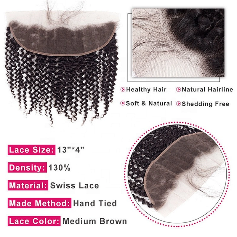 Hot Beauty Hair Ear To Ear Kinky Curly Frontal Virgin Human Hair Frontal Cuticle Aligned Hair Lace Frontal