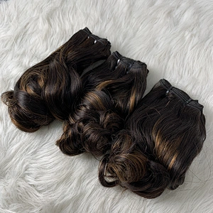 Hot Beauty Hair Wholesale Bundles Top Quality Super Double Drawn New Funmi Curl Virgin Brazilian Hair Extensions Weave