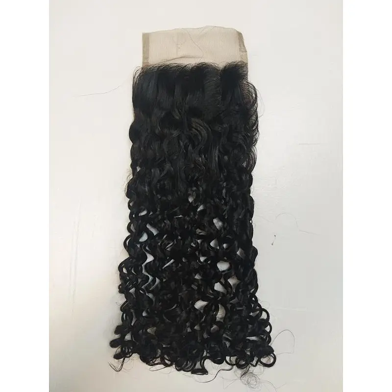 Invisible 4x4 Top Closure Double Drawn Pixie Curl Human Hair Bundles With Hd Closure
