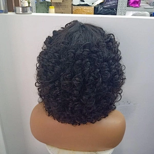 HBH New Year Promotion Glueless Bob Wig Super Double Drawn Funmi Hair Rose Curl Bob Fringe Wig 8