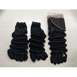 2010 New Funmi Hair Style Ocean Spiral Curl Double Drawn Hair Extensions Bundles Factory Price
