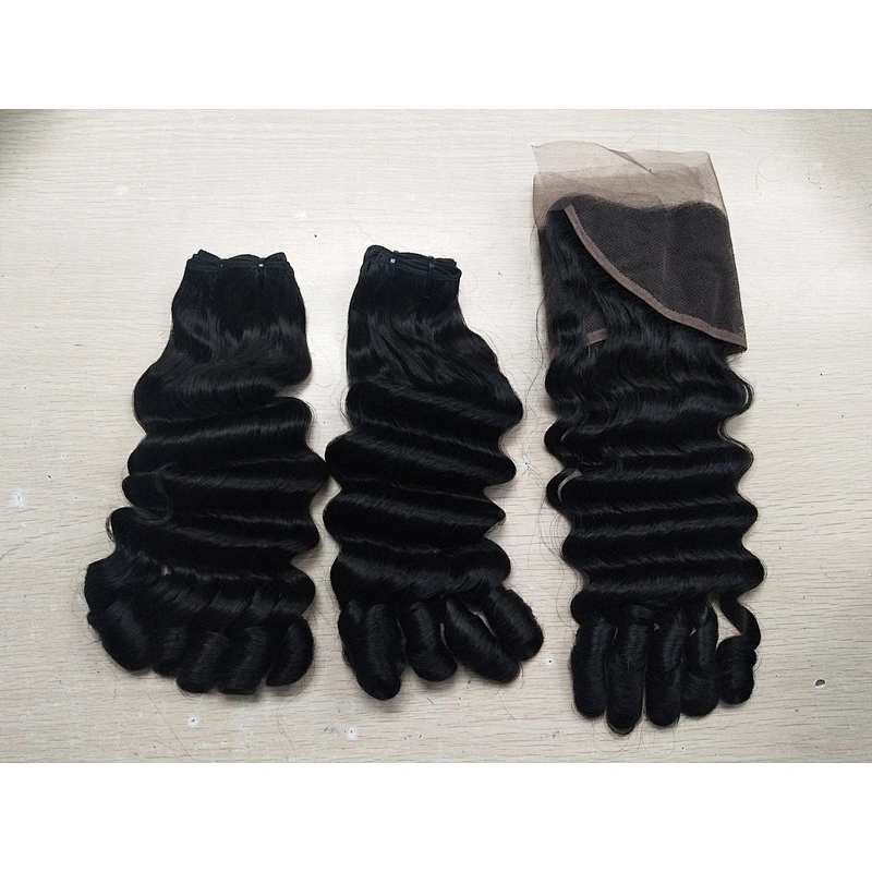 2010 New Funmi Hair Style Ocean Spiral Curl Double Drawn Hair Extensions Bundles Factory Price