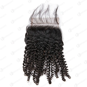 Hb Top Closure Human Hair Afro Kinky Curly Hair Natural Virgin Brazilian Hair Jerry Curl Closure