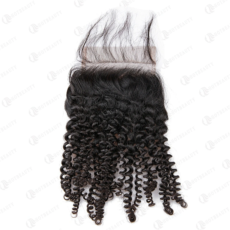 Hb Top Closure Human Hair Afro Kinky Curly Hair Natural Virgin Brazilian Hair Jerry Curl Closure