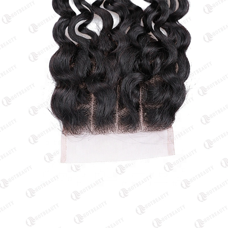 100% Virgin Remy Hair Cuticle Aligned Hair Cheaper Brazilian Hair In China Lace Closure Natural Black Water Wave For Women