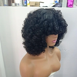 HBH New Year Promotion Glueless Bob Wig Super Double Drawn Funmi Hair Rose Curl Bob Fringe Wig 8