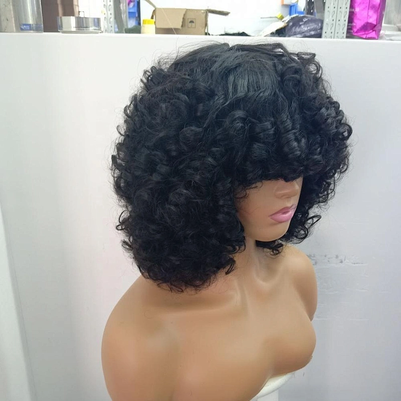 HBH New Year Promotion Glueless Bob Wig Super Double Drawn Funmi Hair Rose Curl Bob Fringe Wig 8