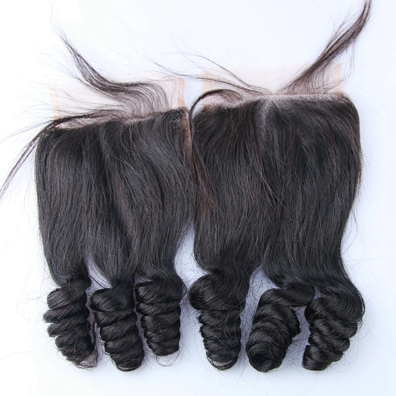 Invisible 4x4 Top Closure Double Drawn Funmi Hair Spring Curl Rose Curl Bouncy Hair Closure With Baby Hair