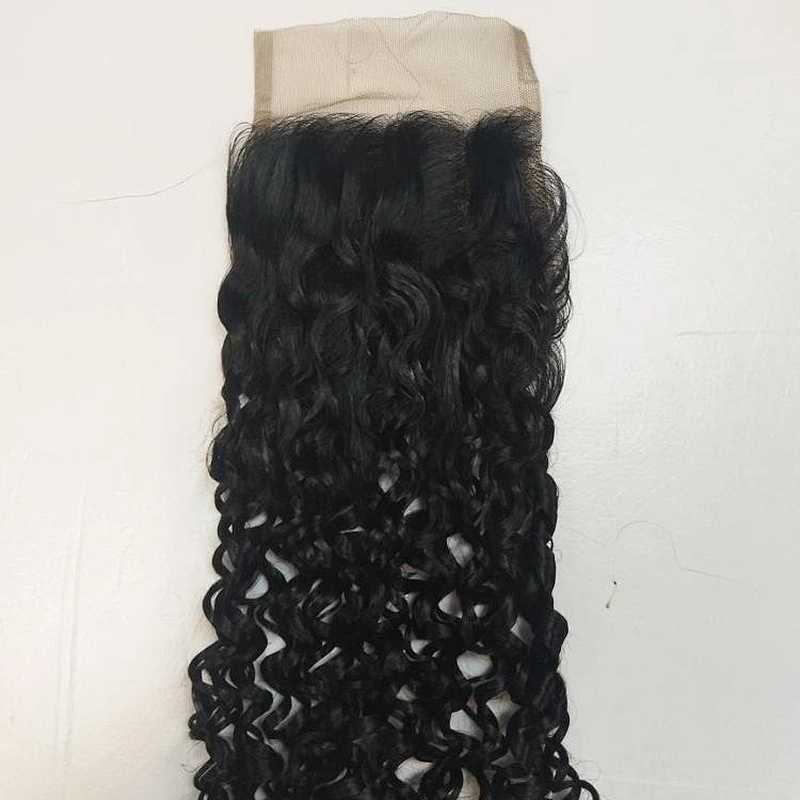 Invisible 4x4 Top Closure Double Drawn Pixie Curl Human Hair Bundles With Hd Closure