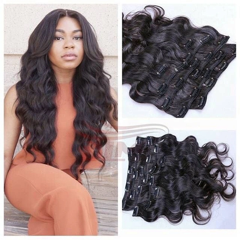 Hot Beauty Clips In Brazilian Human Hair Afro Kinky Curly Clip In Hair Extensions 7 Pieces And 100g/Set Natural Color Remy Hair