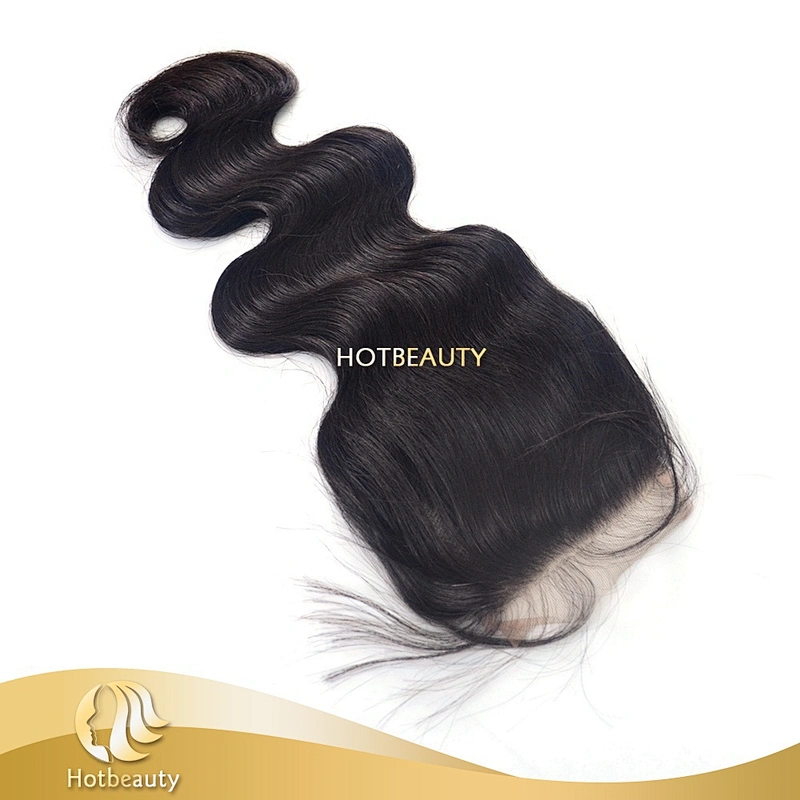 4x4 Stock Natural Color Body Wave 100% Peruvian Virgin Hair Middle Parting Lace Closure