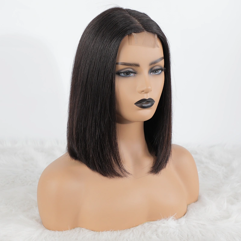 Article Aligned Hair 2x6 Kim K Lace Closure Frontal Bob Wig Glueless Blunt Cut Wig In Wholesale
