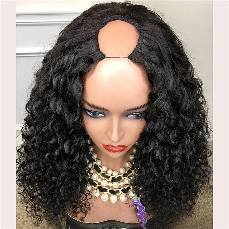 Hot Beauty Hair High Quality Curly Raw Virgin Cuticle Aligned Hair Human Hair Wigs U-Part Wigs