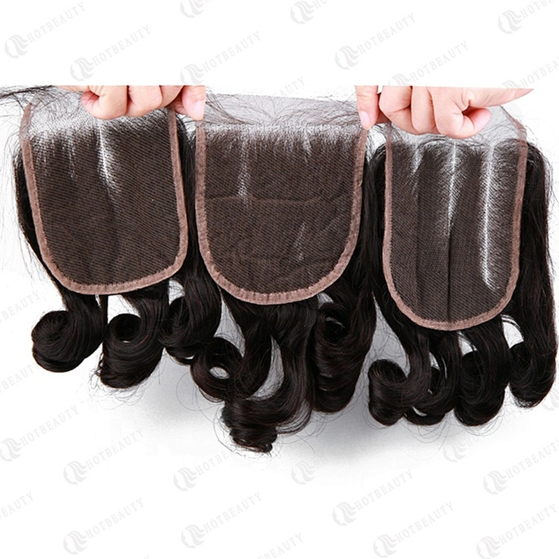 HB 4x4 Top Frontal Lace Closure Loose Wave Funmi Hair Bouncy Curl Matching Closure Natural Wavy Hair
