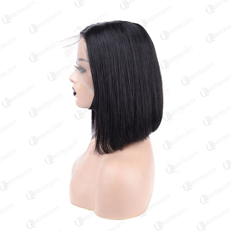 Wholesale High Quality Raw Virgin Human Cuticle Aligned Hair 13*6 Lace Frontal Bob Wig Straight In Natural Black For Women