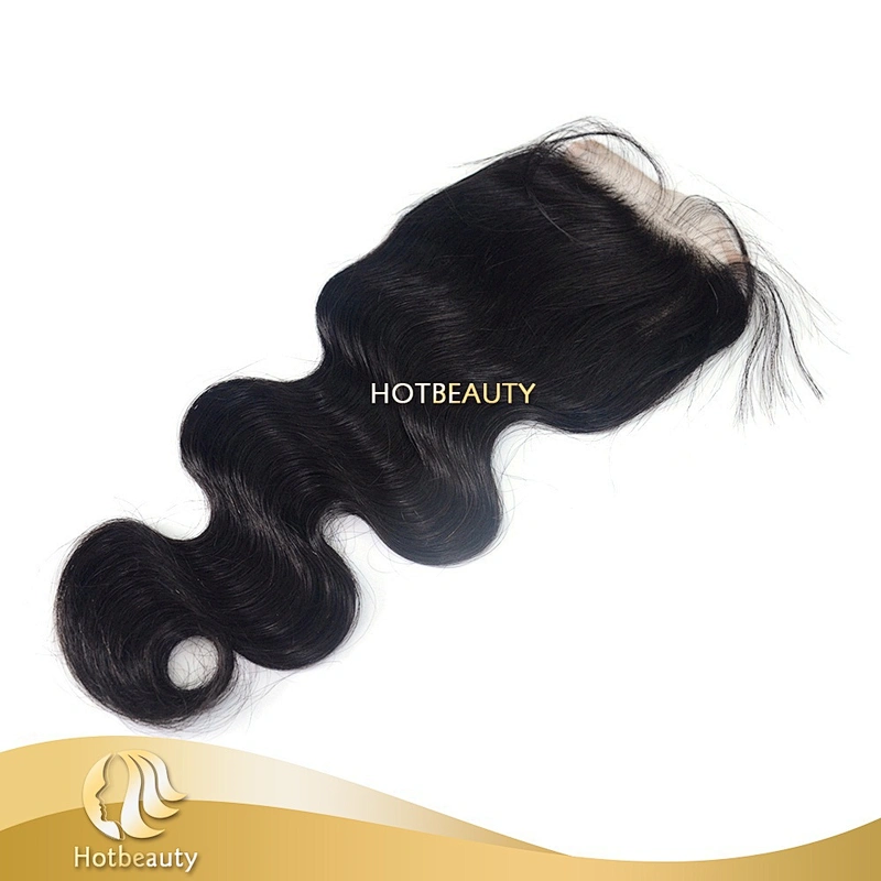 4x4 Stock Natural Color Body Wave 100% Peruvian Virgin Hair Middle Parting Lace Closure