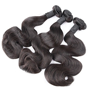 Super Double Drawn Virgin Hair Funmi Human Hair Body Wave  Hair Extensions For Women