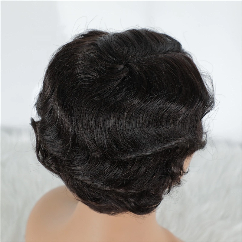 New Arrival Short Cut Human Hair Wig 100% Virgin Hair Ocean Wave Pixie Cut Lace Wig