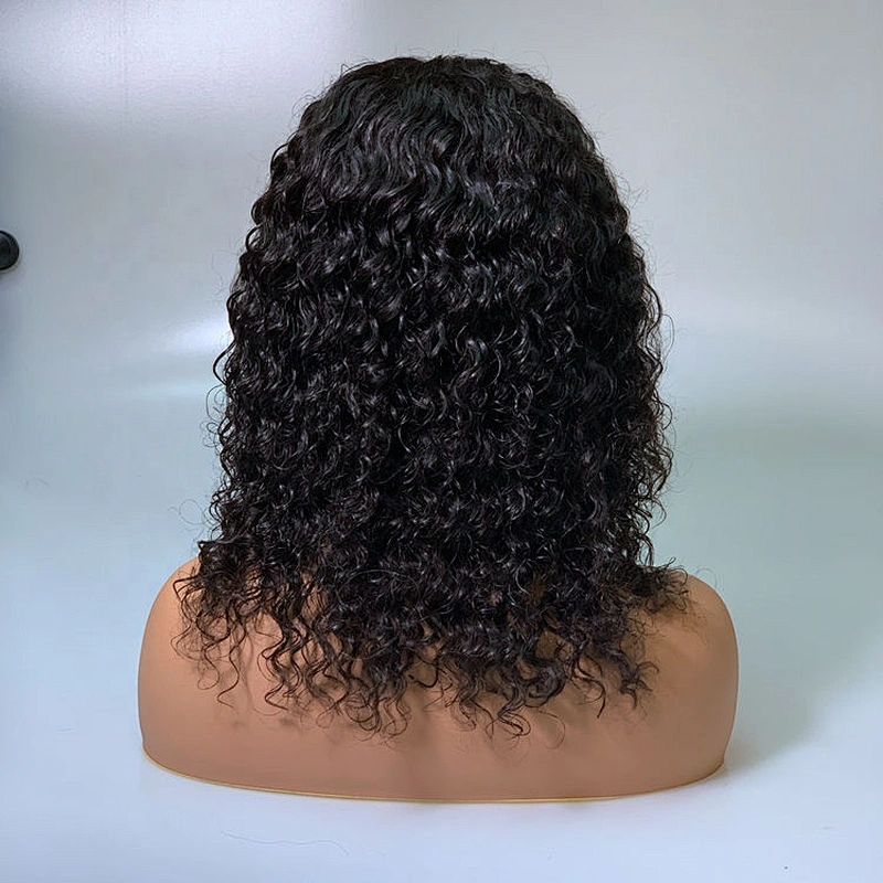 Wholesale High Quality Raw Virgin Human Cuticle Aligned Hair Lace Closure Wig Deep Wave Virgin Hair In Natural Black For Women