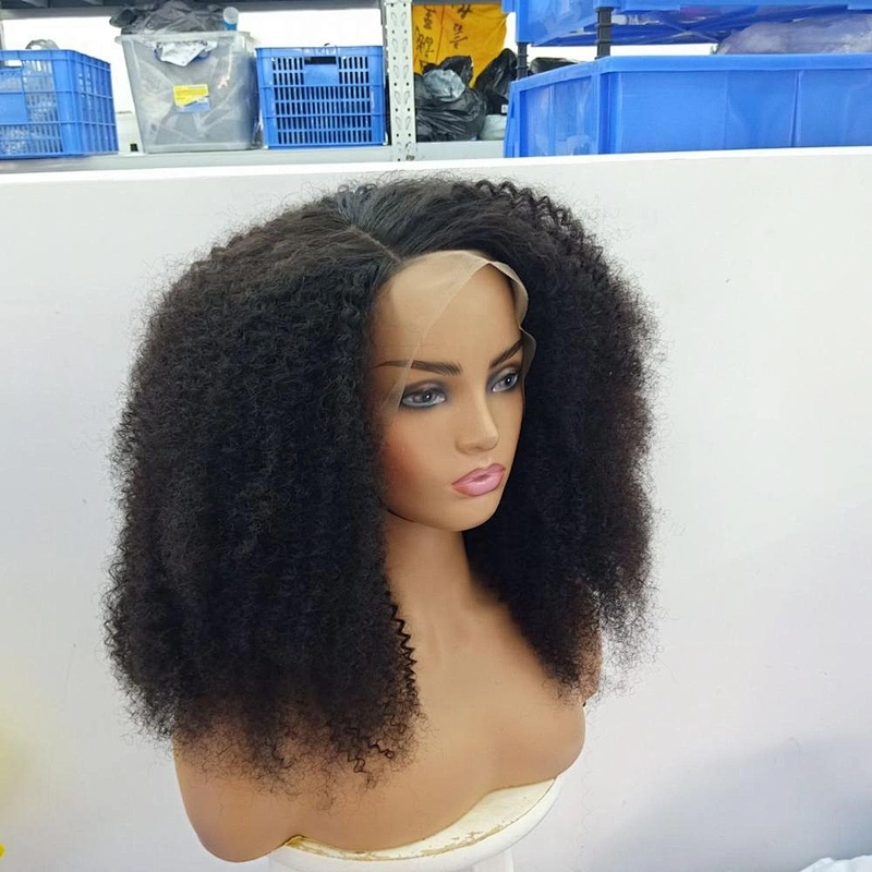 2020 Pre-Plucked Front Lace Wig Afro Kinky Curly  Human Hair Bundles Wigs Invisible Ear To Ear Frontal Lace Wig With Baby Hair