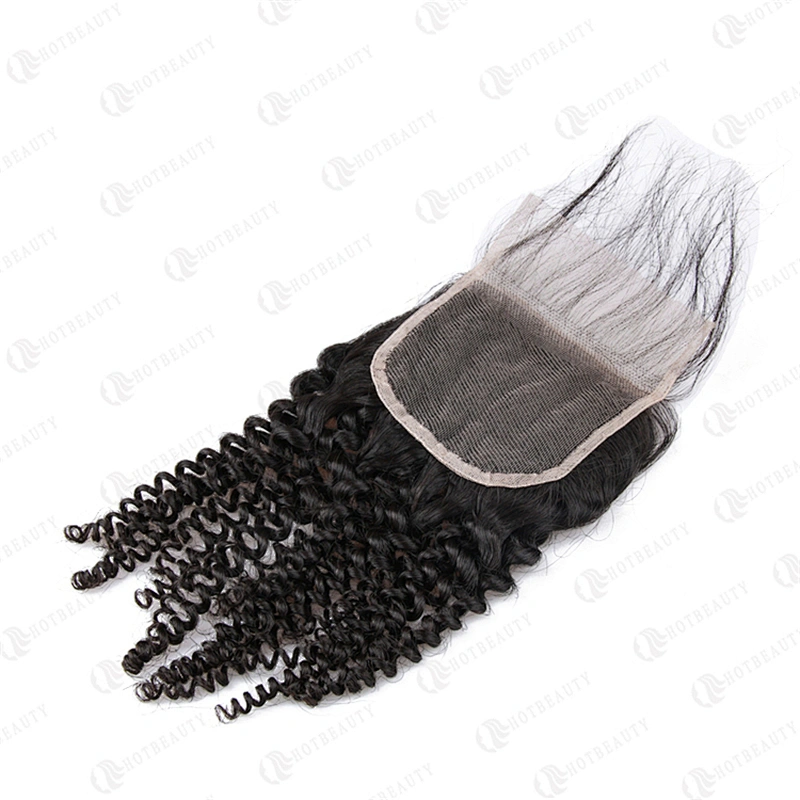 Hb Top Closure Human Hair Afro Kinky Curly Hair Natural Virgin Brazilian Hair Jerry Curl Closure