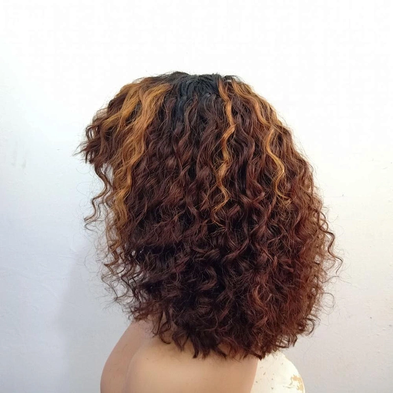 2020 New Arrival Virgin Color Wavy Hair Fringe Wig Human Hair Glueless Honey Brown Human Hair