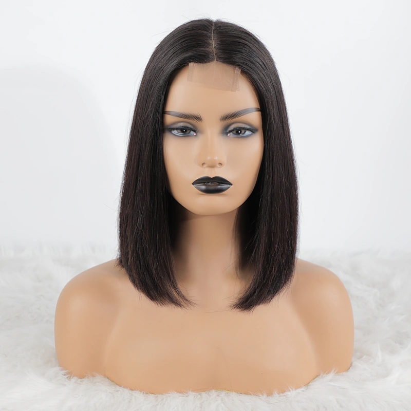 Article Aligned Hair 2x6 Kim K Lace Closure Frontal Bob Wig Glueless Blunt Cut Wig In Wholesale
