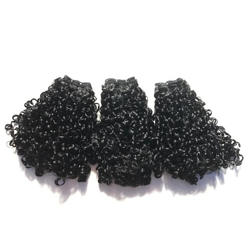 Wholesale Funmi Small Kinky Pixie Curl Double Drawn Virgin Human Hair Toupee Hair Extensions Human Hair For Women