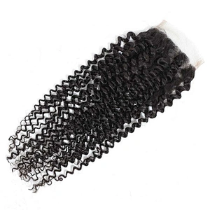 Hot Beauty Kinky Curly Virgin Human Hair Closure 4x4 Nature Color Lace Closure Curly Closure
