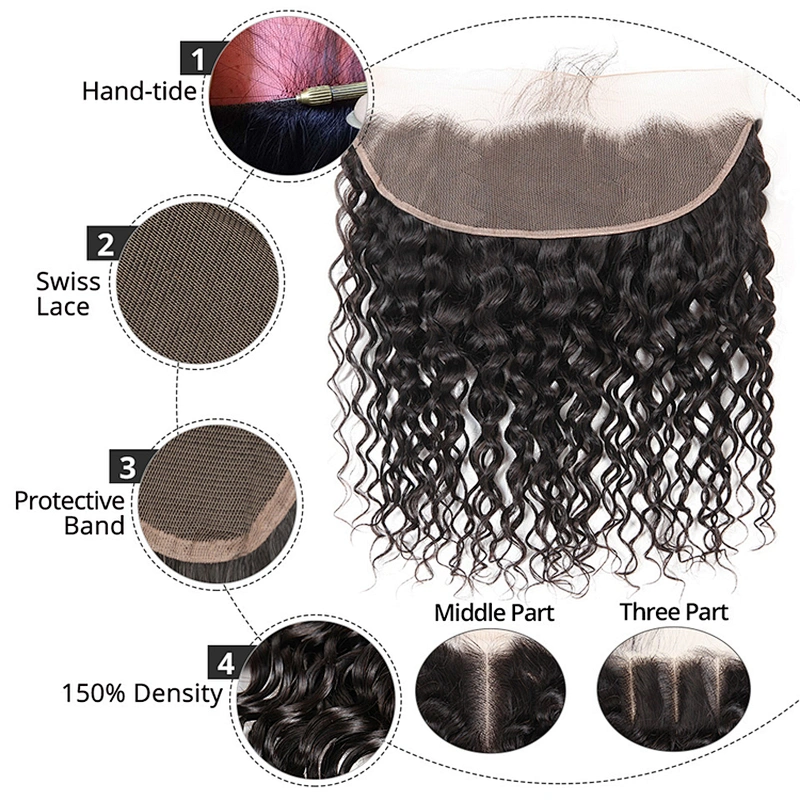 Hot Beauty Water Wave 13x4 Ear To Ear Frontals Human Hair Extension Frontal Closure Hair